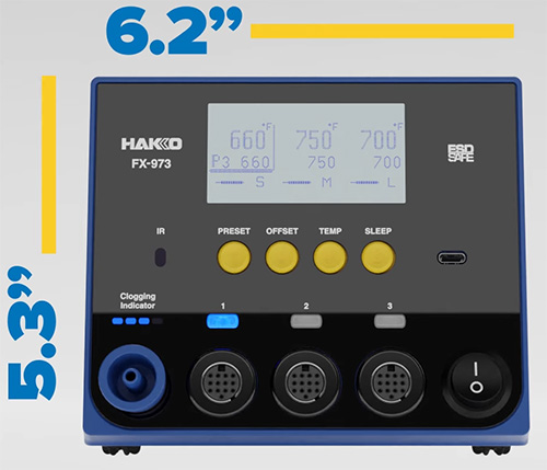 TestEquity: Hakko FX973-010 Rework Station, 3-Port, 400W, 120V